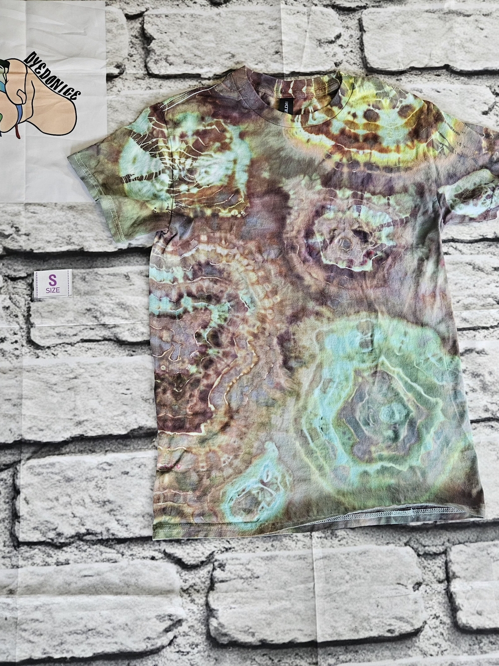 Tie-Dye Short Sleeve Tee - Mint Green & Brown